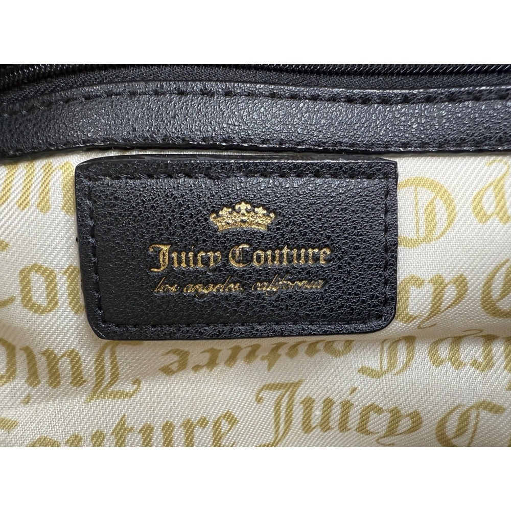 Juicy Couture Black Pebbled Satchel Crossbody Bag Multi Glitter Logo NWT - Picture 11 of 12